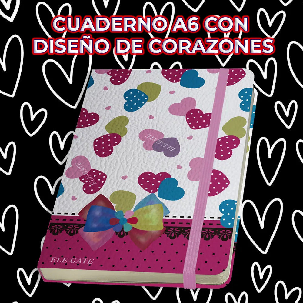 Cuaderno Con Corazones Estilo Coquete Con 75 Hojas De Rayas