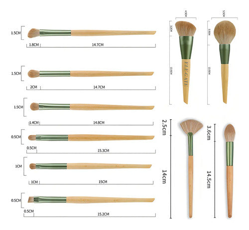 Set 10 Piezas Brochas Maquillaje Suave Acabado Profesional Color Verde