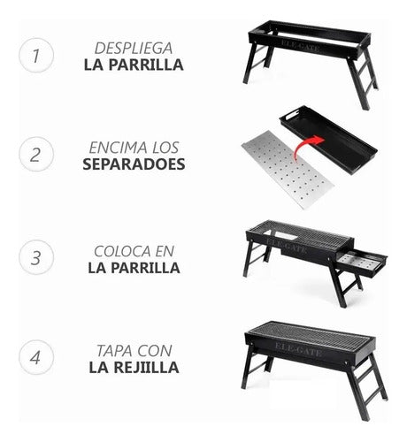 Parrilla De Carbón Portátil Plegable De 60 Cm Para Camping