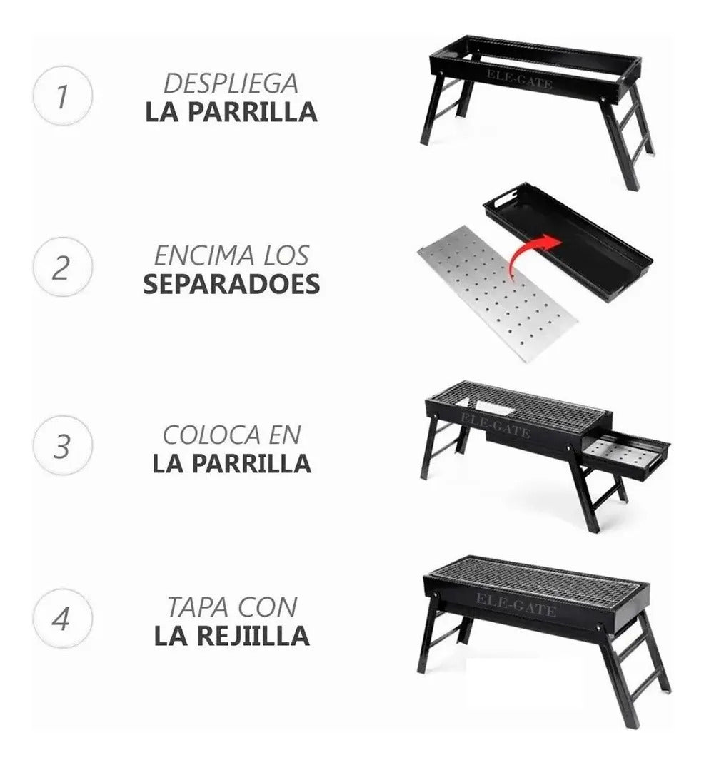 Parrilla De Carbón Portátil Plegable De 60 Cm Para Camping