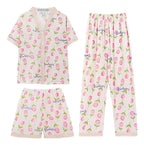 Set De Pijama De 3 Piezas Kawai Fresca Y Ligera Con Estilo Rosa Xxxl