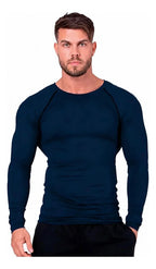 Playera De Compresión De Manga Larga Talla Xl Azul Marino Xl