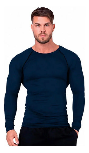 Playera De Compresión De Manga Larga Talla Xl Azul Marino Xl