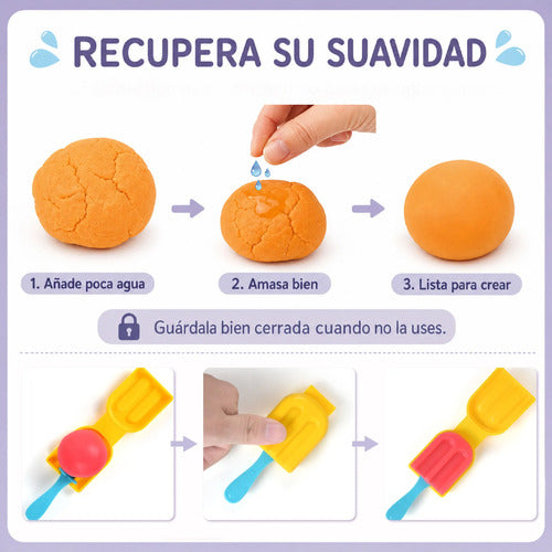 Kit De Plastilina De 6 Colores Con Moldes De Postres