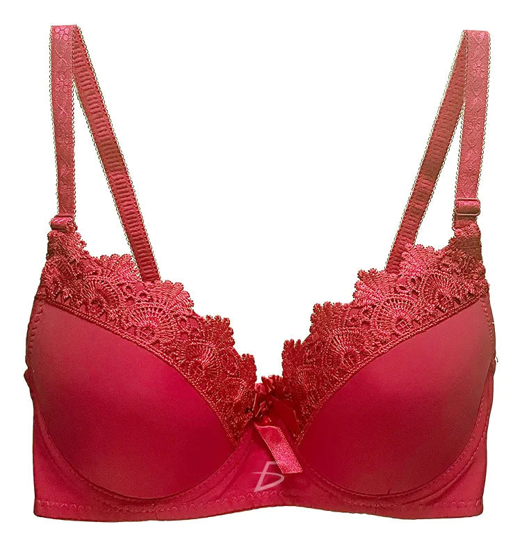 Brasier con encaje de copa completa rojo M