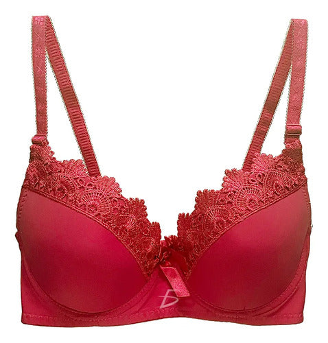 Brasier con encaje de copa completa rojo M