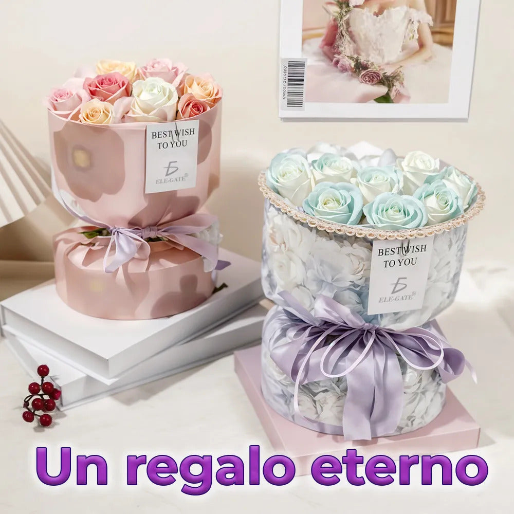 Ramo de rosas eternas con aroma y colores degradados