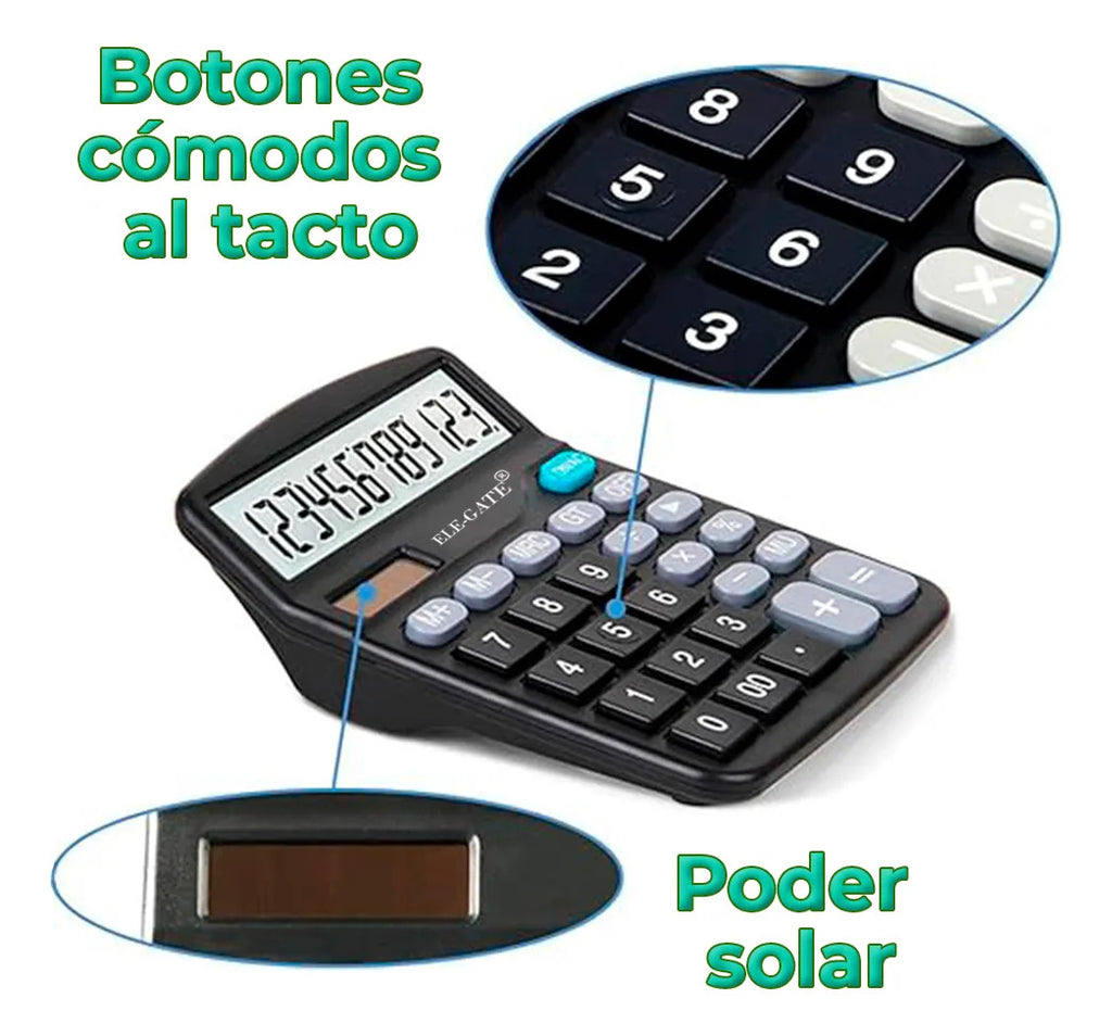 Calculadora De Escritorio Solar De 12 Digitos