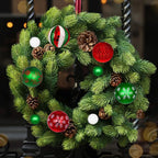 Set 44 Esferas Navideñas Plásticas Rojo Verde Y Blanco