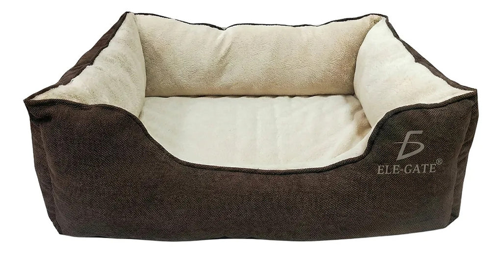 Cama rectangular para mascotas 80 x 70 cm café