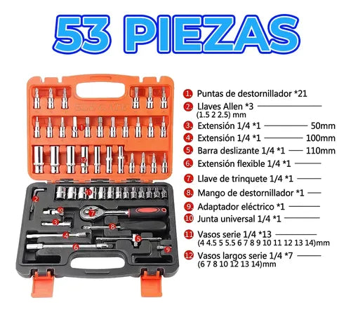 Kit De Herramientas Con Estuche 53 Piezas