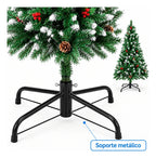 Árbol De Navidad Artificial Verde Con Efecto Nevado Piñas Y
