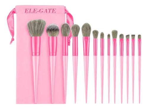 Set De 13 Brochas De Maquillaje Con Mango Barnizado Azul