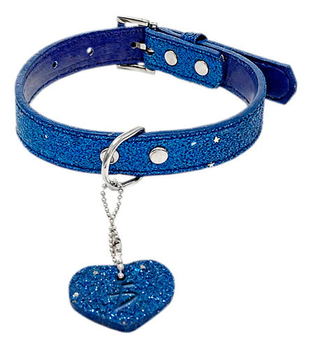 Collar Bling Para Mascotas Con Colgante En Forma De Corazón Azul