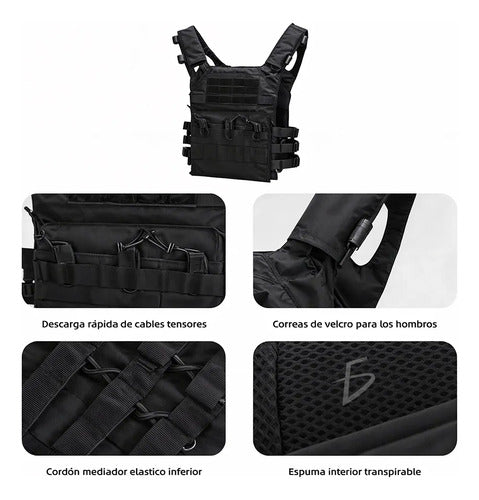 Chaleco Táctico Con Ajuste De Velcro Y Cordones De Alta L