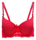 Brasier con diseño de puntos con espalda de encaje rojo M