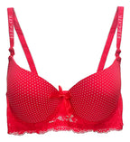 Brasier con diseño de puntos con espalda de encaje rojo M