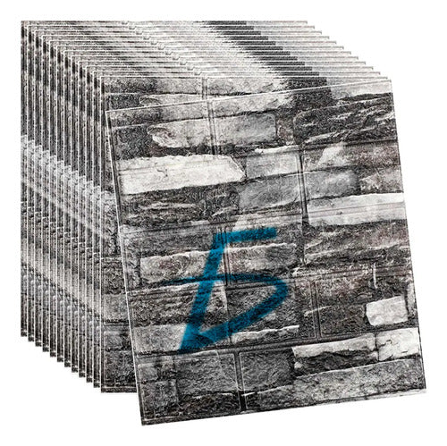 Paneles Xpe Autoadhesivos 10 Pzs Piedra Gris Oscuro 35 X