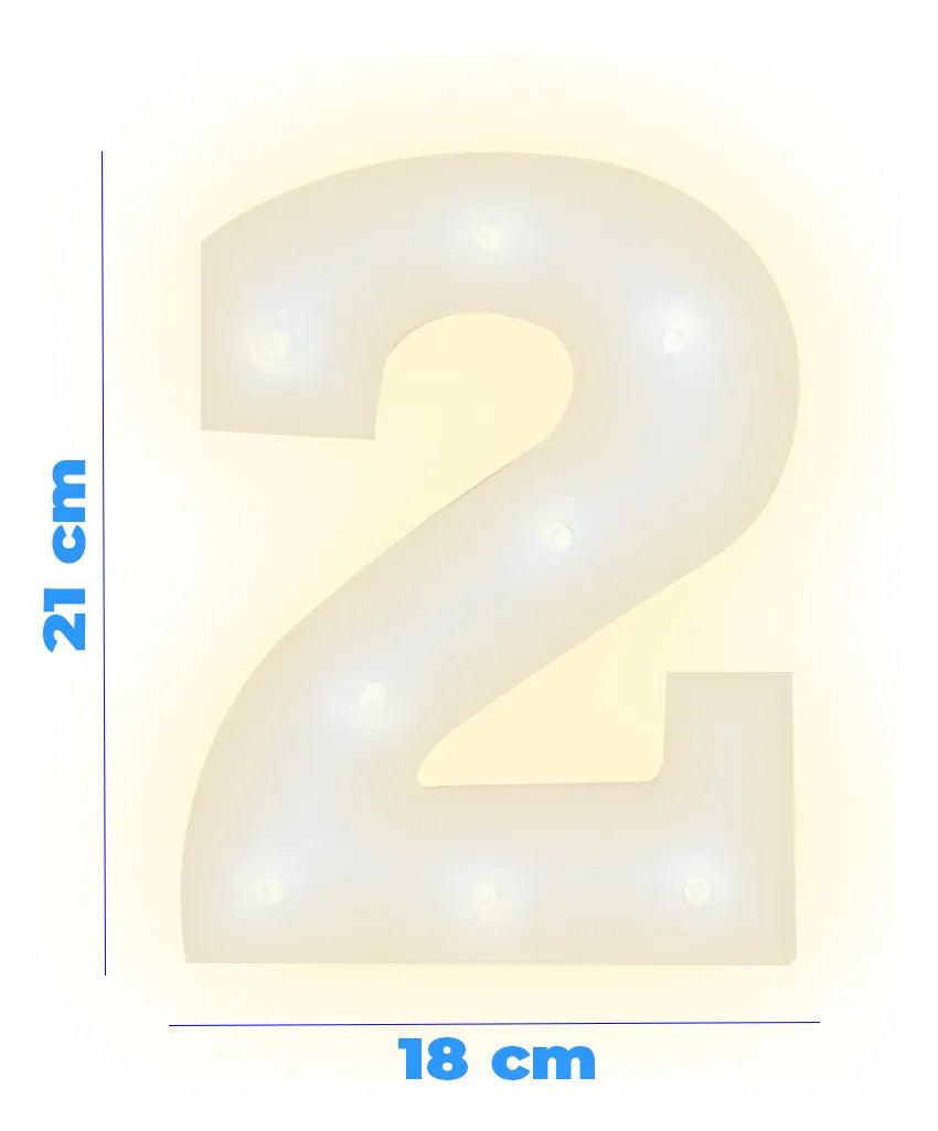 Numero 2 De Luz Led Luz Cálida