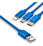 Cable Retráctil 3 En 1 Micro Usb Usb-c Para iPhone Lightning
