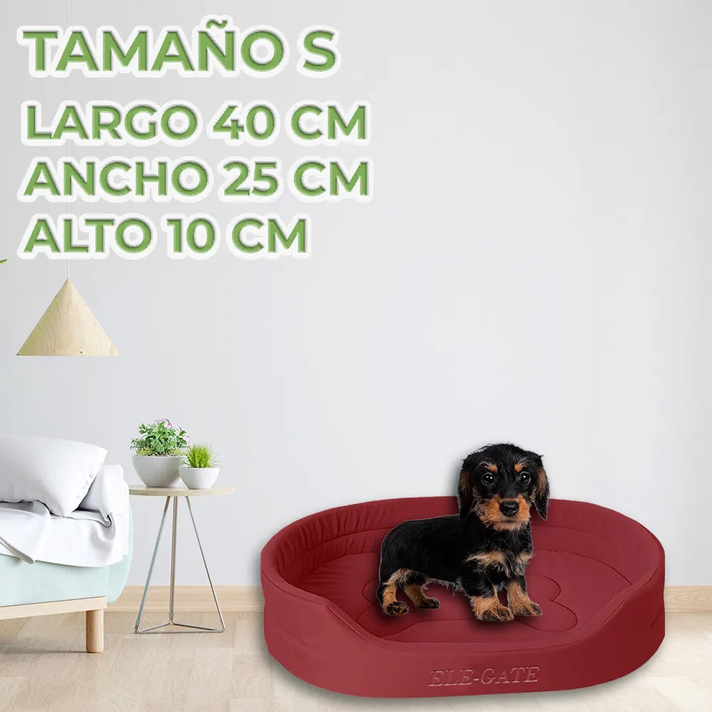 Cama acolchada para perro pequeño roja