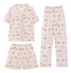 Set De Pijama De 3 Piezas Kawai Fresca Y Ligera Con Estilo Crema Xl