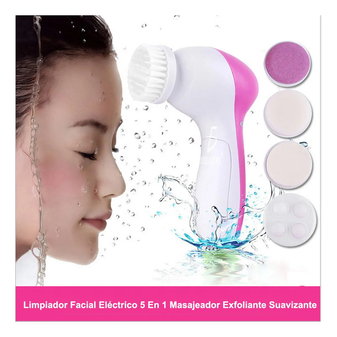 Limpiador Facial Eléctrico 5 En 1 Con Cabezales