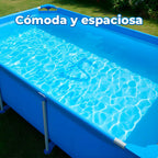 Piscina rectangular con soporte azul de 260 cm