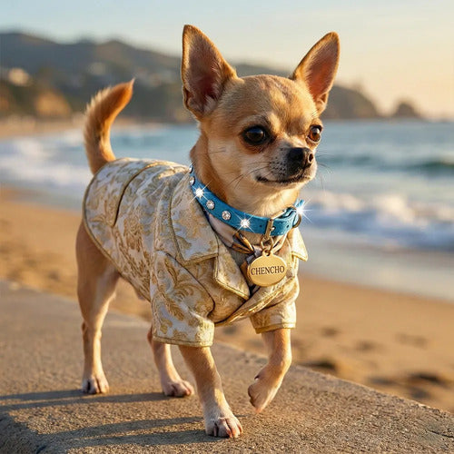 Collar Para Mascotas Grandes Ajustable Con Diamantes De