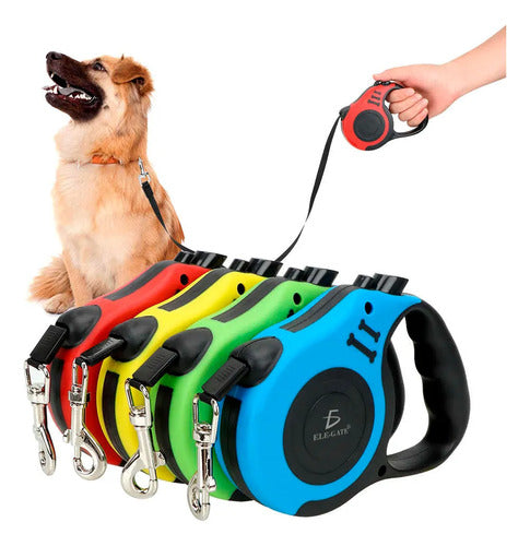 Correa Retráctil Para Perros Y Mascotas Mediana 5mts