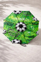 Paraguas Plegable Ele-gate Verde De Fútbol Con Diseño Graffiti Y Protección Uv Balón