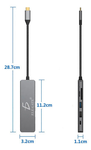 Hub Adaptador 6 En 1 Con Salida Tipo-c Usb 3.0