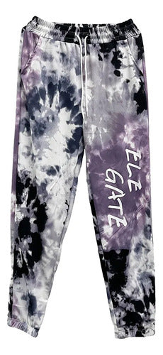 Joggers Tie Dye Con Cinta Ajustable Morado Xl