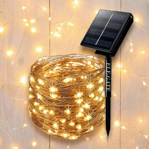 Serie De Luz Led Tipo Arroz Con Panel Solar Repelente Al Agua