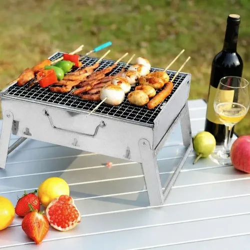 Mini Parrilla De Carbón Portátil Plegable Acero Inoxidable