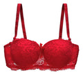 Brasier con aro con encaje y diseño floreado rojo M