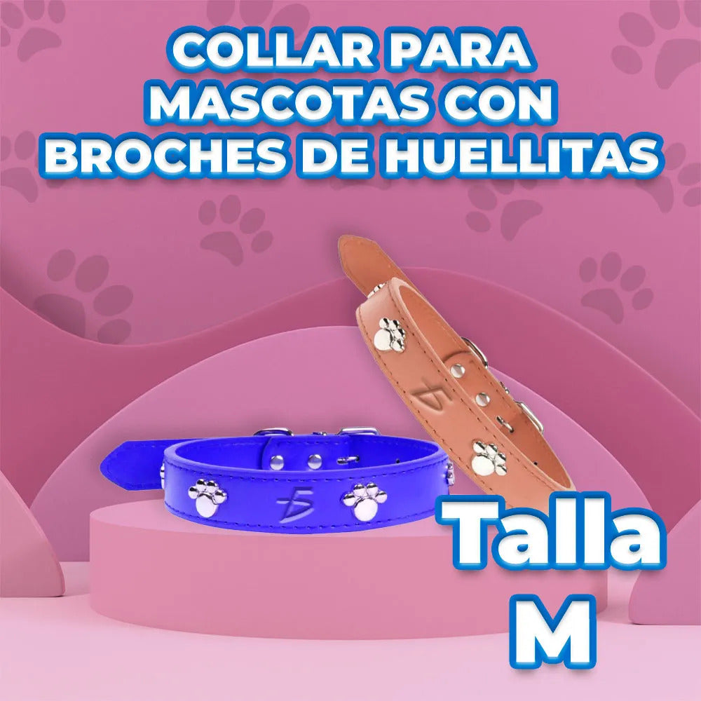Collar De Perro De Cuero Resistente De 38 Cm Con Diseño De