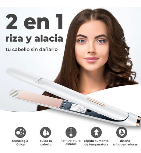 Plancha Para Cabello 2 En 1 Alisadora Y Rizador