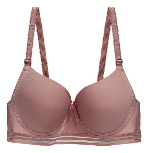 Brasier con encaje de copa completa coral M
