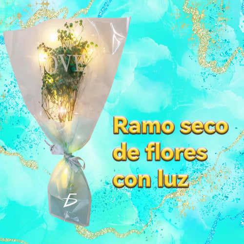 Ramo De Flores Secas Con Luces Led Cálidas Regalo