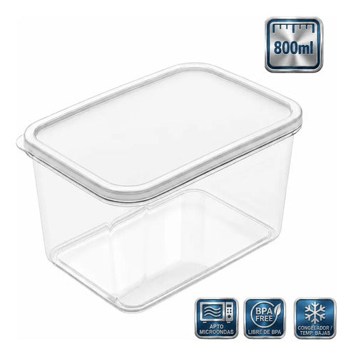 Contenedor Rectangular Transparente De 800 Ml Con Tapa