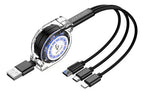 Cable Retráctil 3 En 1 Micro Usb Usb-c Para iPhone Lightning
