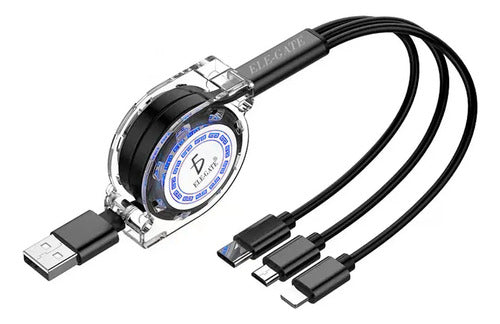 Cable Retráctil 3 En 1 Micro Usb Usb-c Para iPhone Lightning