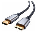 Cable USB-C a micro USB-B 3.0 de 1 m 5 gbps negro con carcasas metálicas