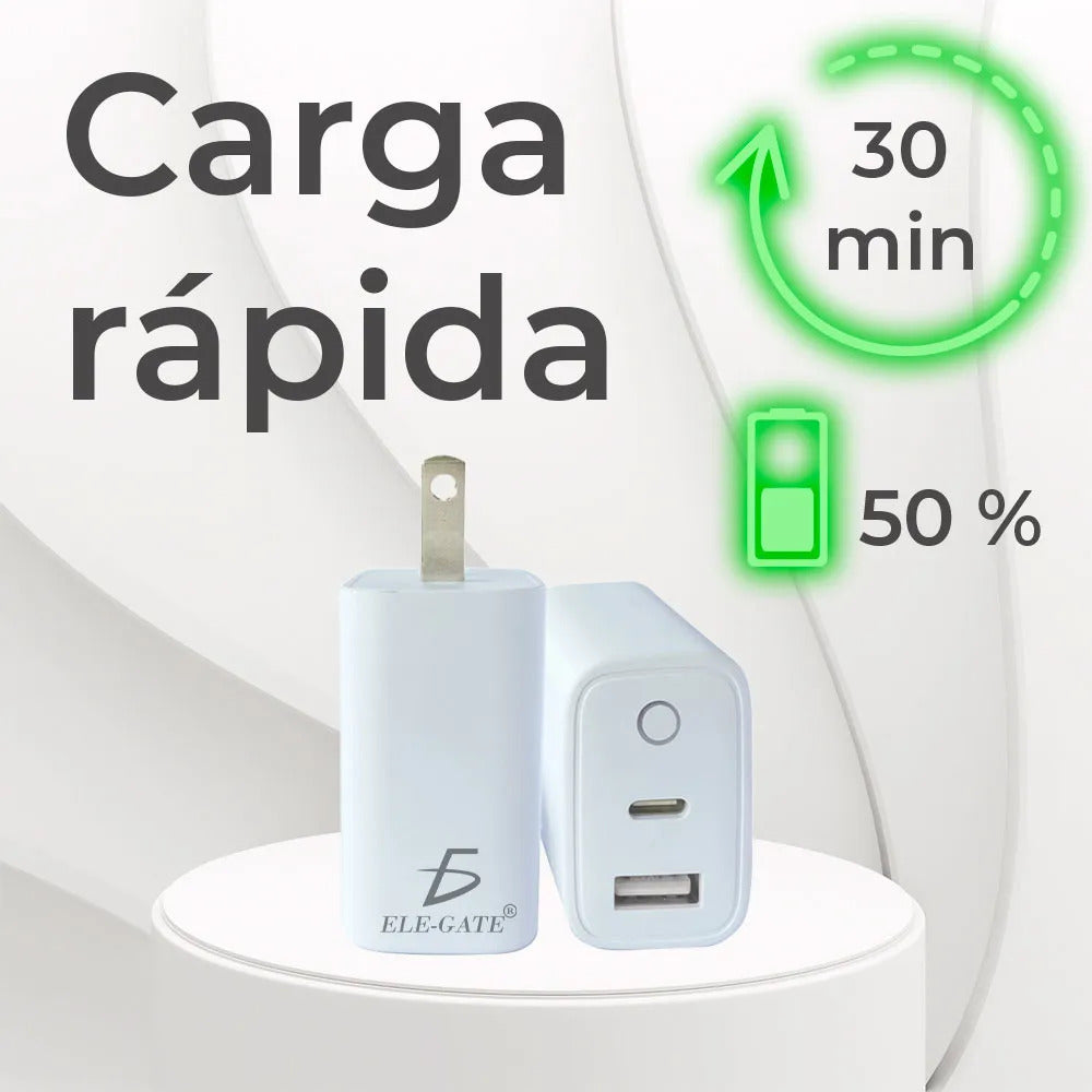 Cargador Usb-c 2 En 1 Pd 20w Y Puerto Usb De Carga Rapida