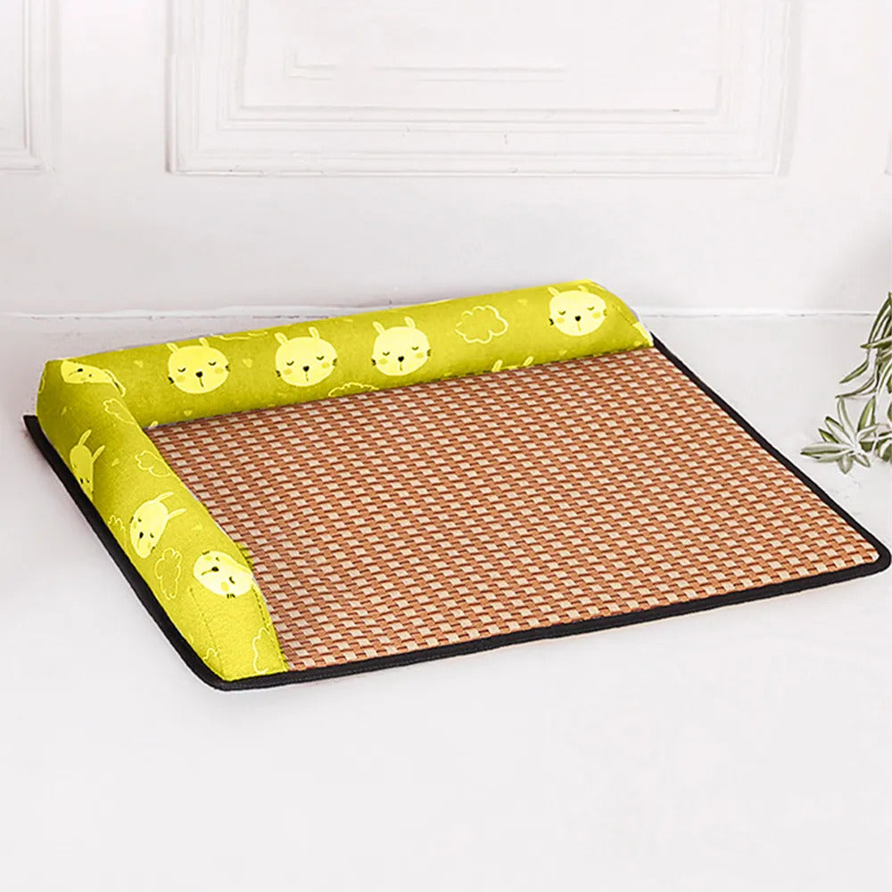 Tapete Refréscate Para Mascotas Con Almohada Tejido De Amarillo