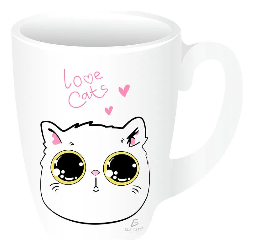 Taza De Cerámica Con Dibujo De Gatito Resistente 500 Ml