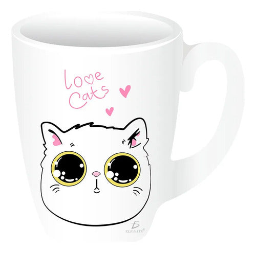 Taza De Cerámica Con Dibujo De Gatito Resistente 500 Ml