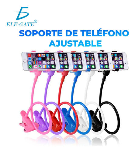 Soporte Universal Flexible Celular Para iPhone Mesa Cama Azul