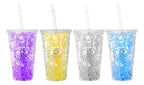 Vaso termo acrilico glitter tornasol 420 ml con popote
